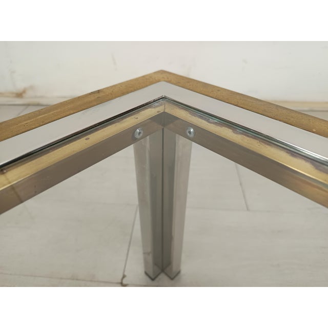 Italian Coffee Table in Brass and Chrome, 1970s For Sale - Image 10 of 14