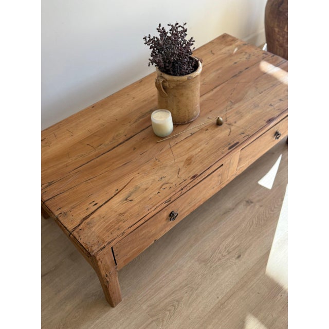 19th Century Antique French Coffee Table with Two Drawers For Sale - Image 5 of 10