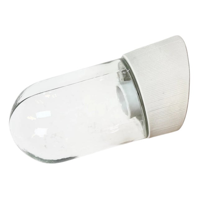 Vintage White Porcelain Wall Light, 1970s For Sale