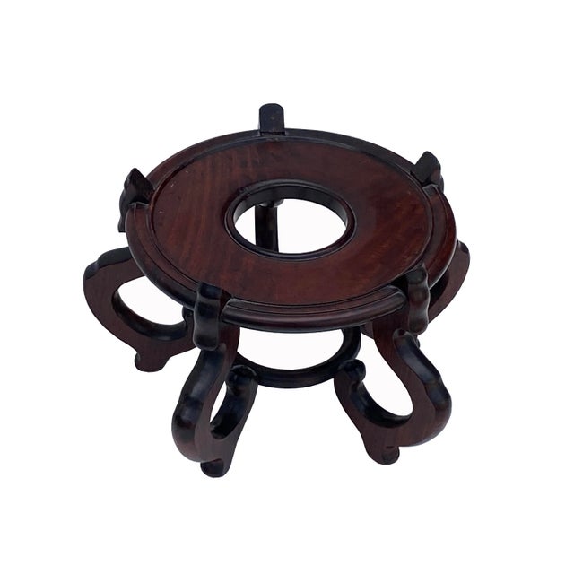 Chinese Brown Wood Round Table Top Stand Display Easel 10" For Sale - Image 4 of 6