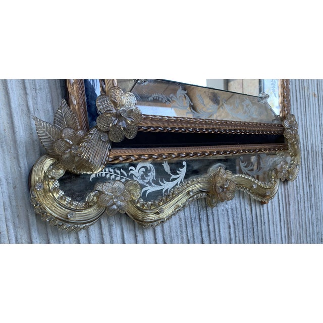 18th Century Crest Top Venetian Rectangular Mirror, Handmade and Hand Silvered For Sale - Image 14 of 18