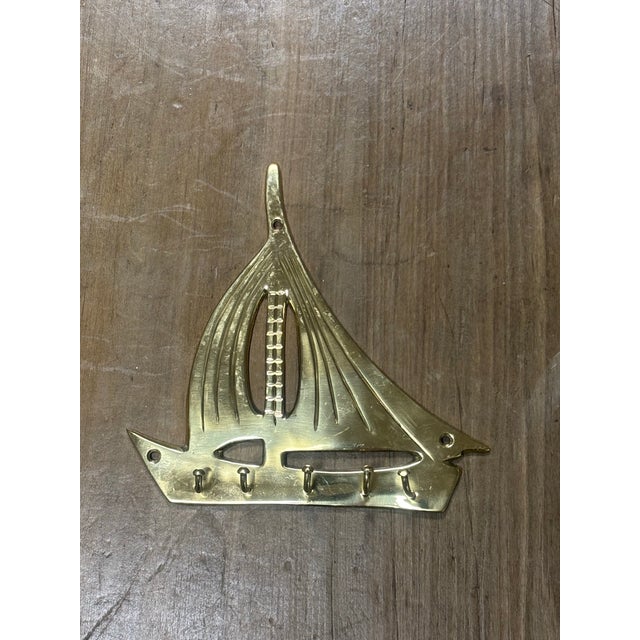 Mid 20th Century Vintage Brass Sailboat Key Hooks For Sale - Image 5 of 5