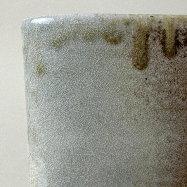 Brown Vintage Anagama Fired Ash Glaze/Crackle Glaze Stoneware Vase, Signed For Sale - Image 8 of 8