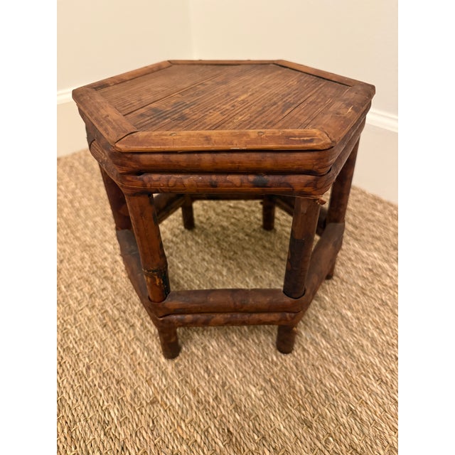 Brown Vintage Tortoise Rattan Plant Stand For Sale - Image 8 of 9