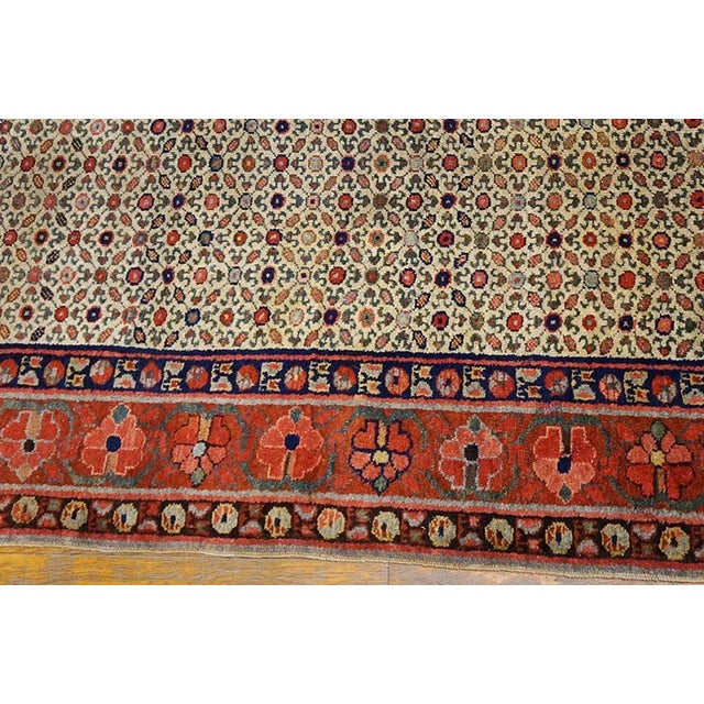 1870s Ivory Geometric Tribal Nw Persian Runner Carpet 3' X 14'6" Handmade Wool Runner Rug For Sale In New York - Image 6 of 12