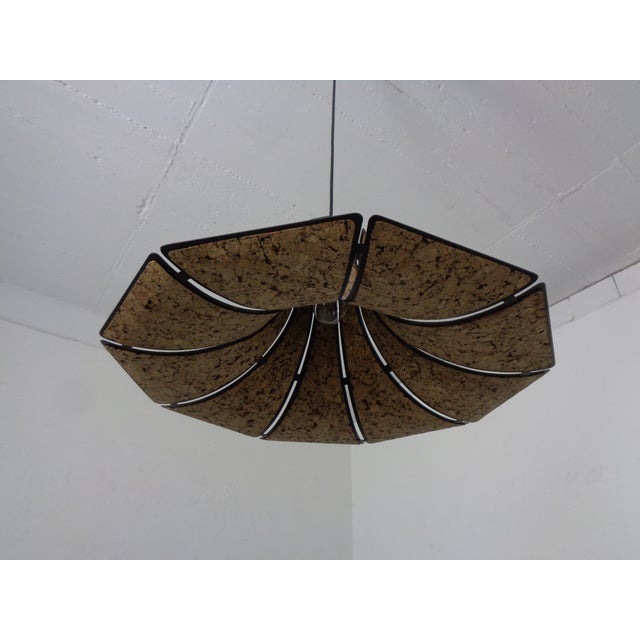 Wood Cork & Metal Semi Pendant Lamp in the style of Ingo Maurer, Germany, 1970s For Sale - Image 7 of 18