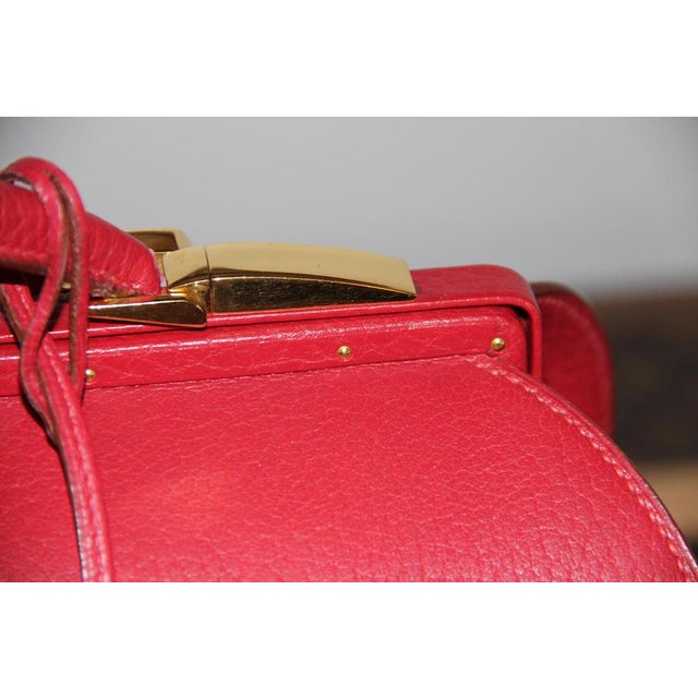 Red Leather Briefcase Bag with Shoulder Strap from Hermès, 1990s For Sale - Image 3 of 18