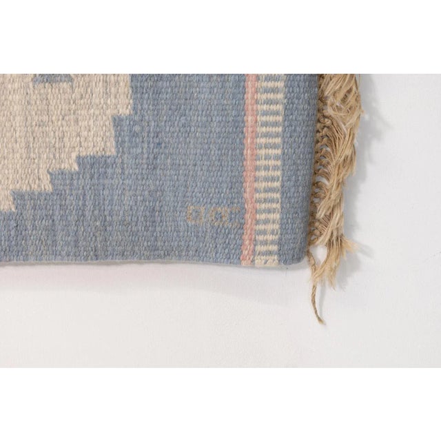 Mid-Century Swedish Kilim in Pale Blue Tones, 1960 For Sale - Image 4 of 5
