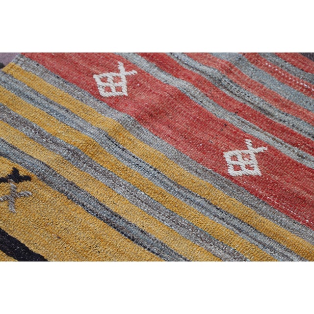 1960s Rustic Style Handmade Stripe Design Oushak Kilim Rug For Sale In Sacramento - Image 6 of 11