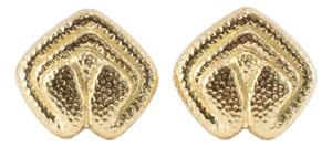 Vintage David Webb 18k Yellow Gold Hammered Clip on Earrings, A Pair