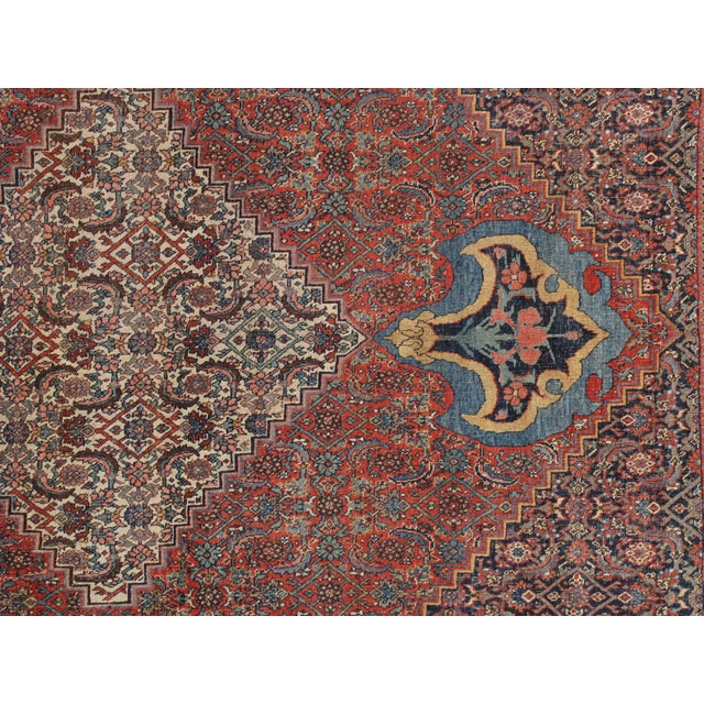 Antique Bijar Carpet Oriental Rug, Handmade, Ivory, Rust, Light Blue, Terracotta For Sale - Image 11 of 18
