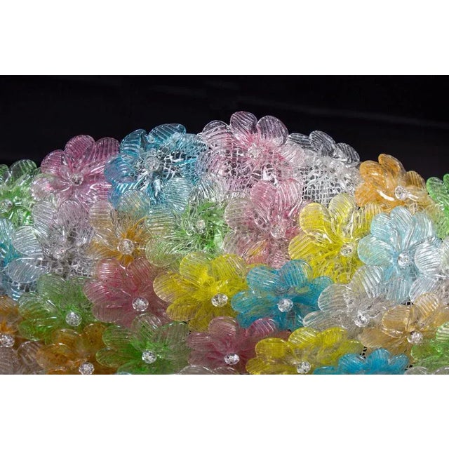 Large Venetian Multi-Colored Glass Flower Ceiling Light from Barovier & Toso, 1960s For Sale - Image 4 of 12