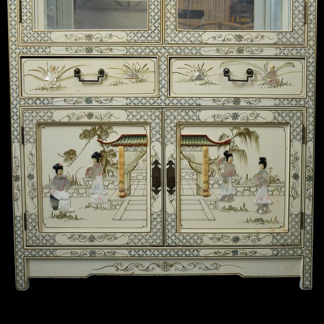 1970s Chinoiserie Pagoda White Cabinet For Sale In West Palm - Image 6 of 7