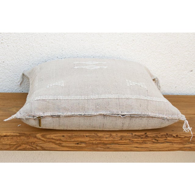 Grey Mist Diamond Cactus Silk Moroccan Pillow For Sale - Image 4 of 9