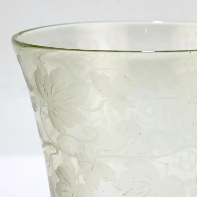 Green Antique Bohemian Green 'Waldglas' Type Glass Etched Beaker or Cup For Sale - Image 8 of 13