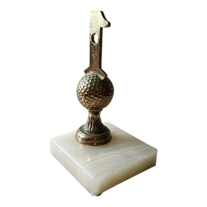 1962 Golf Hole in One Trophy Alabaster Stone Base