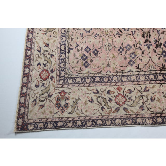 1940s Handmade Flower Design Floor Rug -6' 9'' X 9' 4'' For Sale - Image 4 of 10