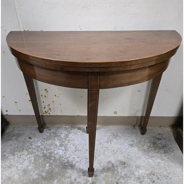 English games table in mahogany and marquetry fillets green felt carpet