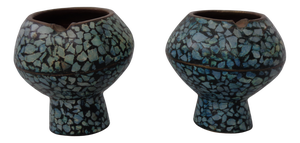 Vintage Indian Copper & Turquoise Stones Ashtrays, 1960s, Set of 2