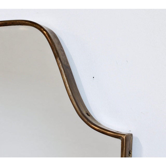Vintage Italian Wall Mirror with Brass Frame by Gio Ponti, 1960s For Sale - Image 6 of 13