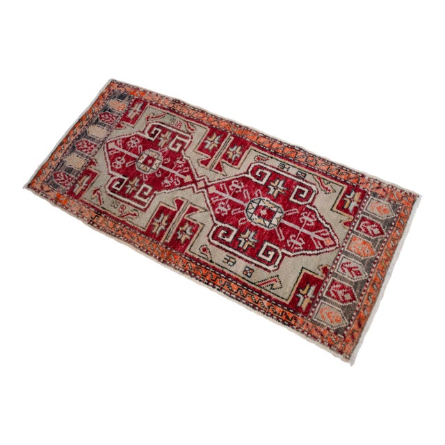 1960s Hand Knotted Door Mat, Entryway Rug, Bath Mat, Kitchen Decor, Small Rug, Turkish Rug - 22"x47" For Sale