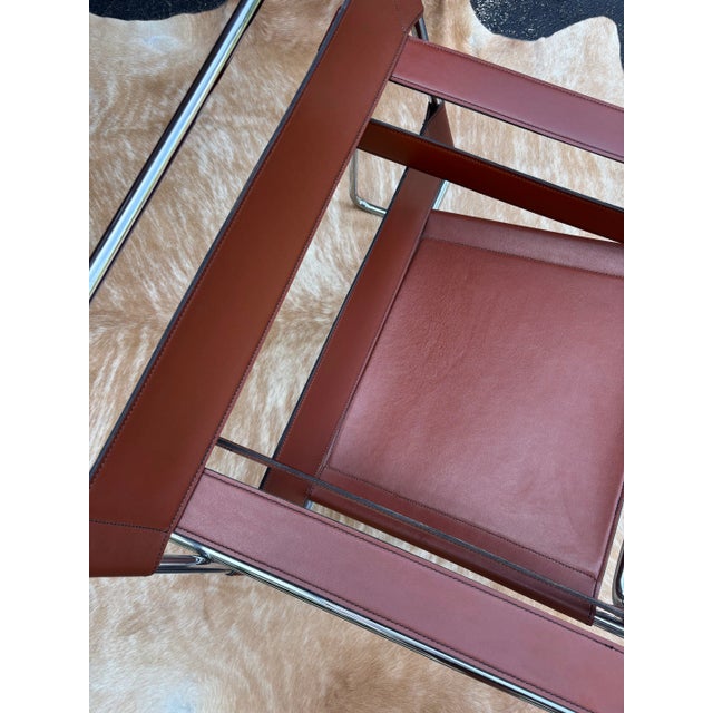 Cognac & Chrome Leather Chair For Sale In Cleveland - Image 6 of 6