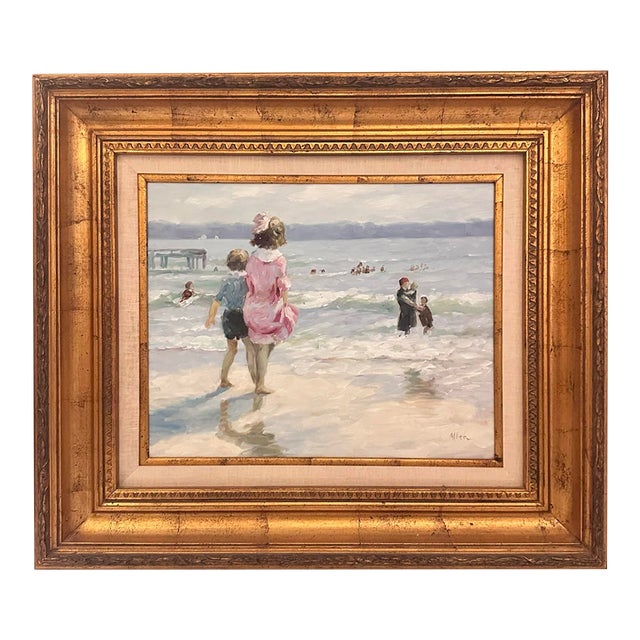 Vintage Impressionist Seascape Painting For Sale