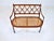 A refined Mahogany Sheraton style caned settee with interlacing lattice back, turned tapered arms and legs. New custom...