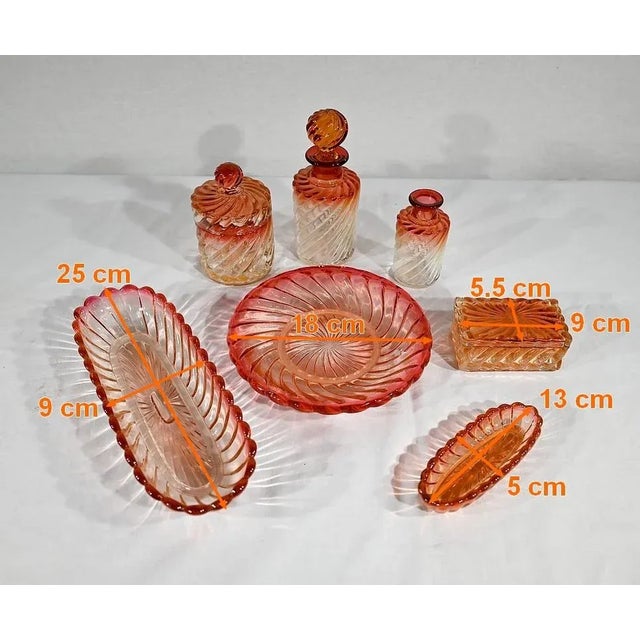 Bamboo Torsal Bathroom Set in Baccarat Crystal, 1890, Set of 7 For Sale - Image 11 of 12