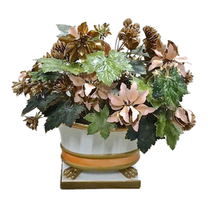 Vintage Porcelain & Enamel Tole Floral Bouquet