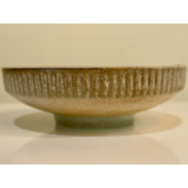 Brown Mid Century Lapid Art Pottery Bowl Signed For Sale - Image 8 of 9