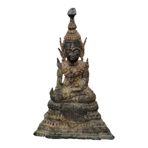 Antique Bronze Gilt Thai Rattanakosin Buddha From Thailand