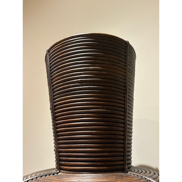 Beautiful excellent condition large vintage pencil Reed rattan vase by Palecek . Part of the National Geographic Home...