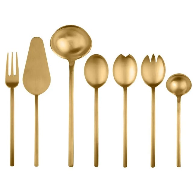 Contemporary Mepra Due 7-Piece Full Serving Set, Ice Oro For Sale - Image 3 of 5