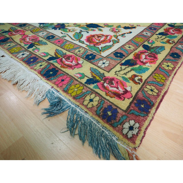 Roses Oriental Hand Knotted Rug in Wool, 1920s For Sale - Image 18 of 18