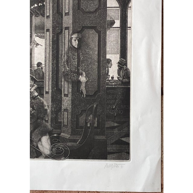 1980s Peter Milton Large Etching - Interiors IV: Hotel Paradise Cafe For Sale - Image 11 of 11