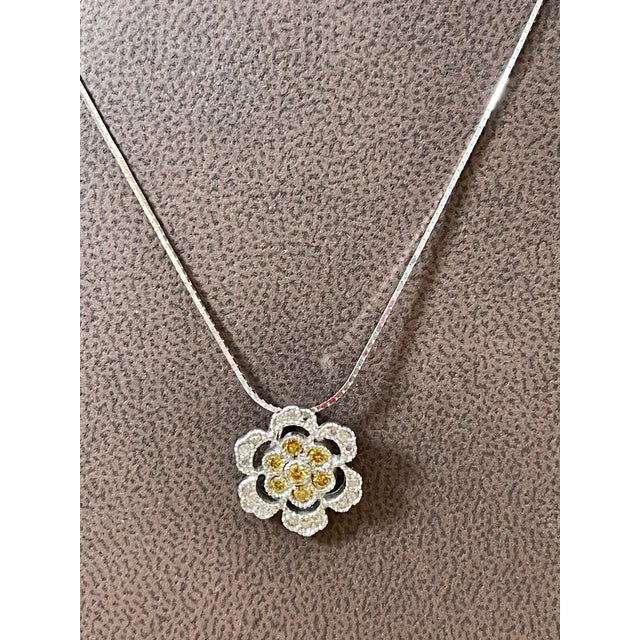 Designer Effy's 0.44 Ct Yellow & White Diamond Pendant with 14 Kt White Gold For Sale - Image 4 of 18