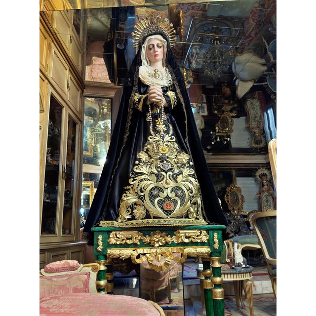 16th Century Castilian Virgin of Sorrow with 18th Century Silver Crown For Sale - Image 6 of 8