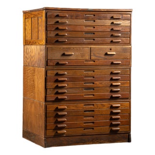 Industrial Antique Four Section Flat File by Hamilton For Sale