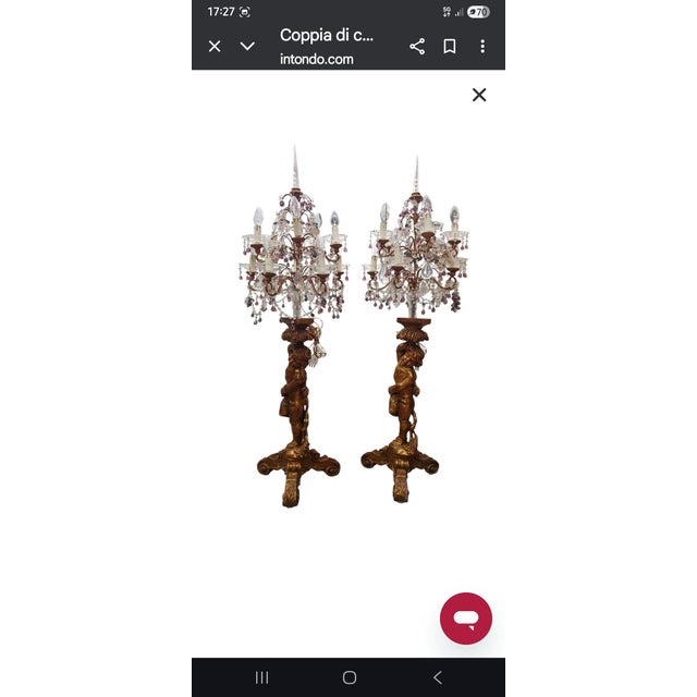 Large Electrified Giltwood Candelabras with Putti, 1870s, Set of 2 For Sale - Image 11 of 15