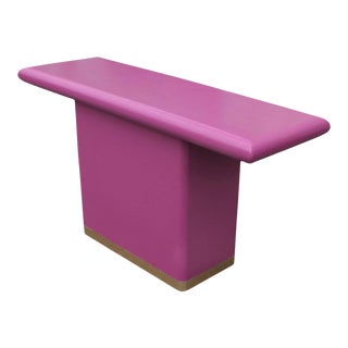 Magenta and Brass Lacquered Modern Rectangular Console Table For Sale