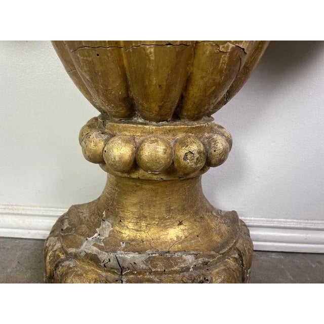 19th Century Italian Neoclassical Giltwood Hand-Carved Urn For Sale - Image 9 of 12