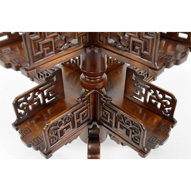 Brown Japanese Bookcase Pedestal Table attributed to Gabriel Viardot, France, 1880s For Sale - Image 8 of 17