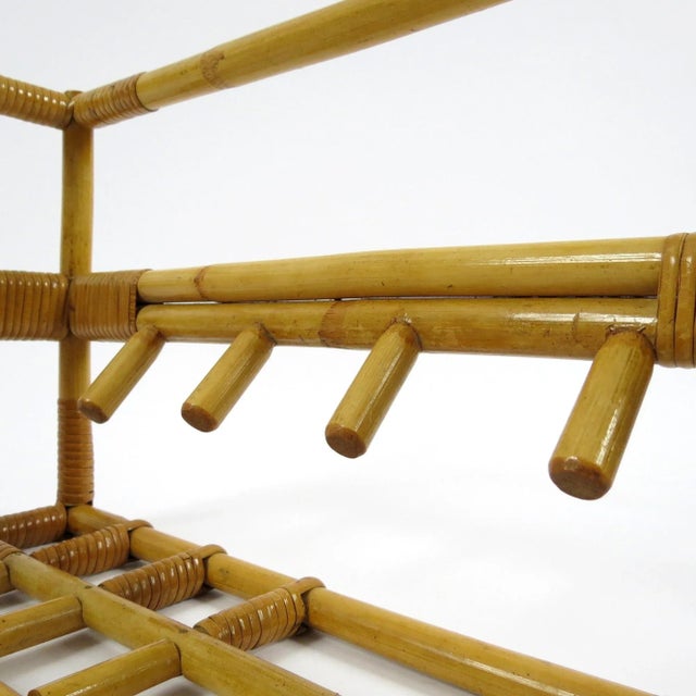 Bamboo and Rattan Coat Rack, 1960s For Sale - Image 6 of 8