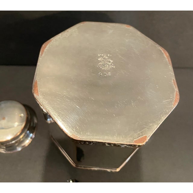 1920s Octagonal Silverplate Tea Caddy For Sale - Image 10 of 11