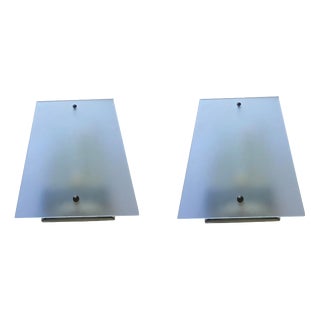 Mid-Century Glass Wall Lamps, Germany, 1970s, Set of 2 For Sale
