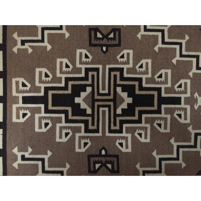 Native American Early 20th Century Vintage Framed Two Grey Hills Navajo Indian Rug, 6.25 X 4.13 Ft For Sale - Image 3 of 13