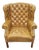 Vintage 1950s Leather Tufted Chippendale Wing Chair For Sale