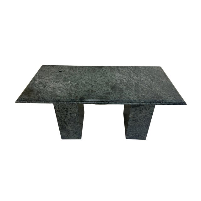 Modern 1980s Green Triple Ogee Marble Double Pedestal Table For Sale - Image 3 of 5