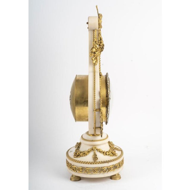 Napoleon III Lyre-Shaped Clock in Marble and Gilt Bronze, 19th Century For Sale - Image 5 of 8